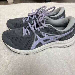 ASICS Gel Contend Running Shoes Gray Purple Women’s Size 8.5 Athletic Sneakers